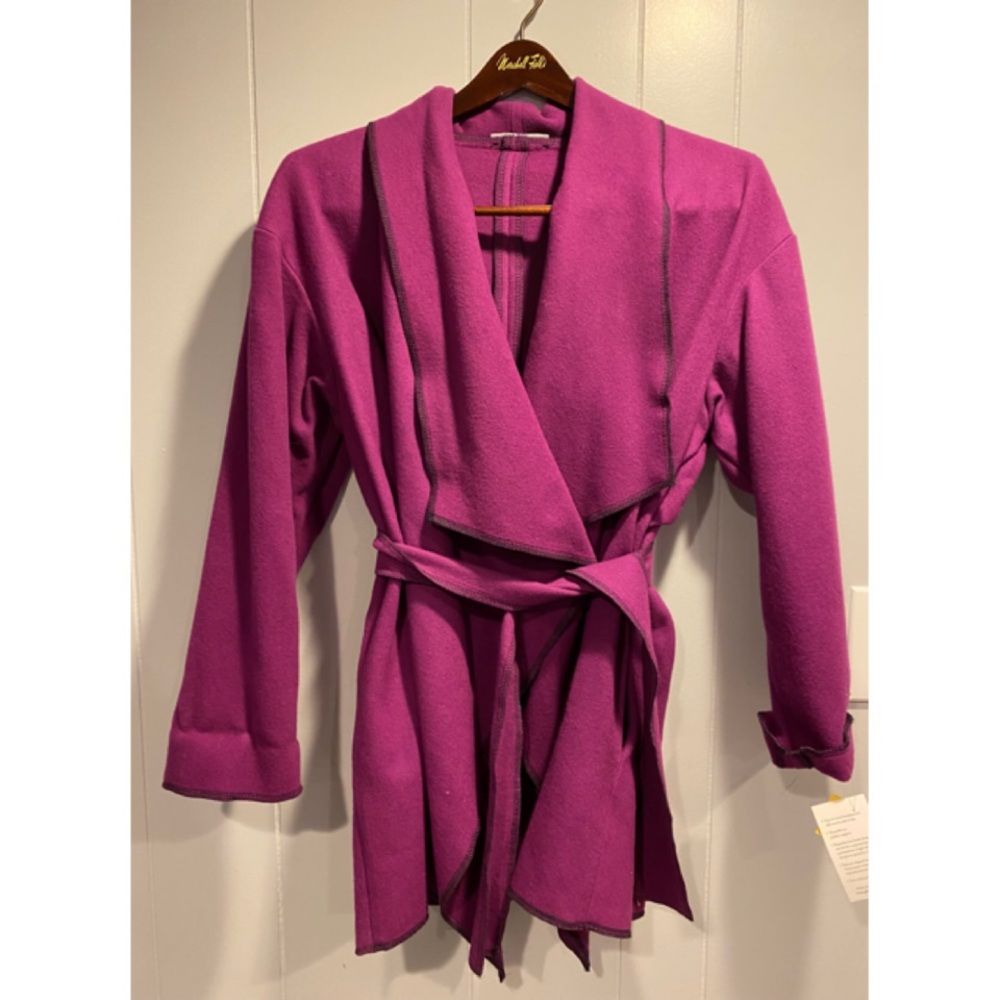 Carol Gildar Designs NEW handmade cashmere blend wrap sweater jacket fuchsia - Picture 2 of 16